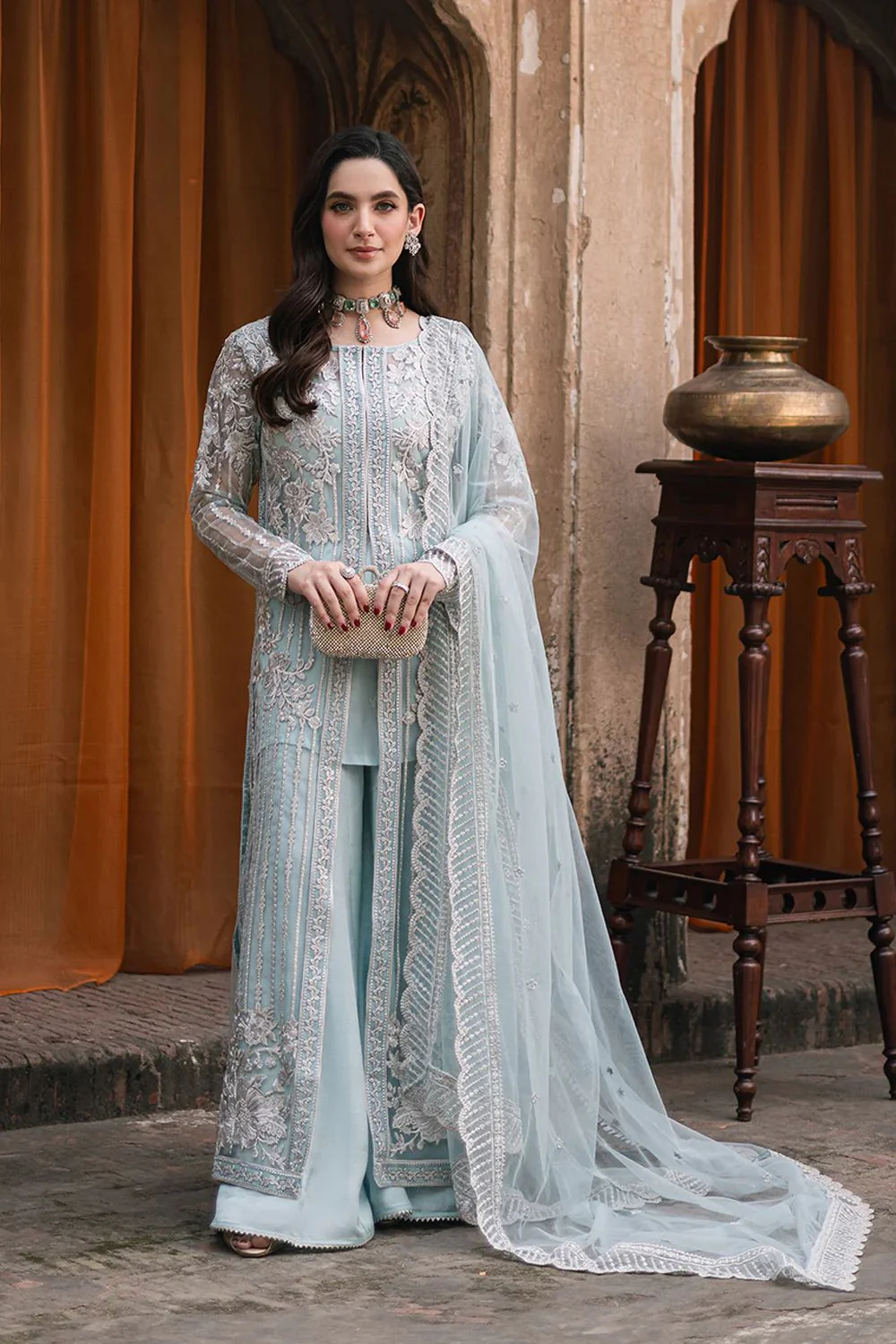 Azure Chiffon Suit
