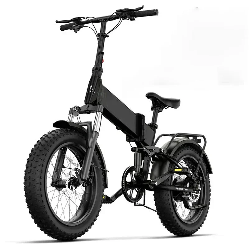 Buddy Pro 750W Foldable Electric Bike, 20′′ Fat Tire, 48V 13Ah Battery, Dual Suspension, LCD Display, Black