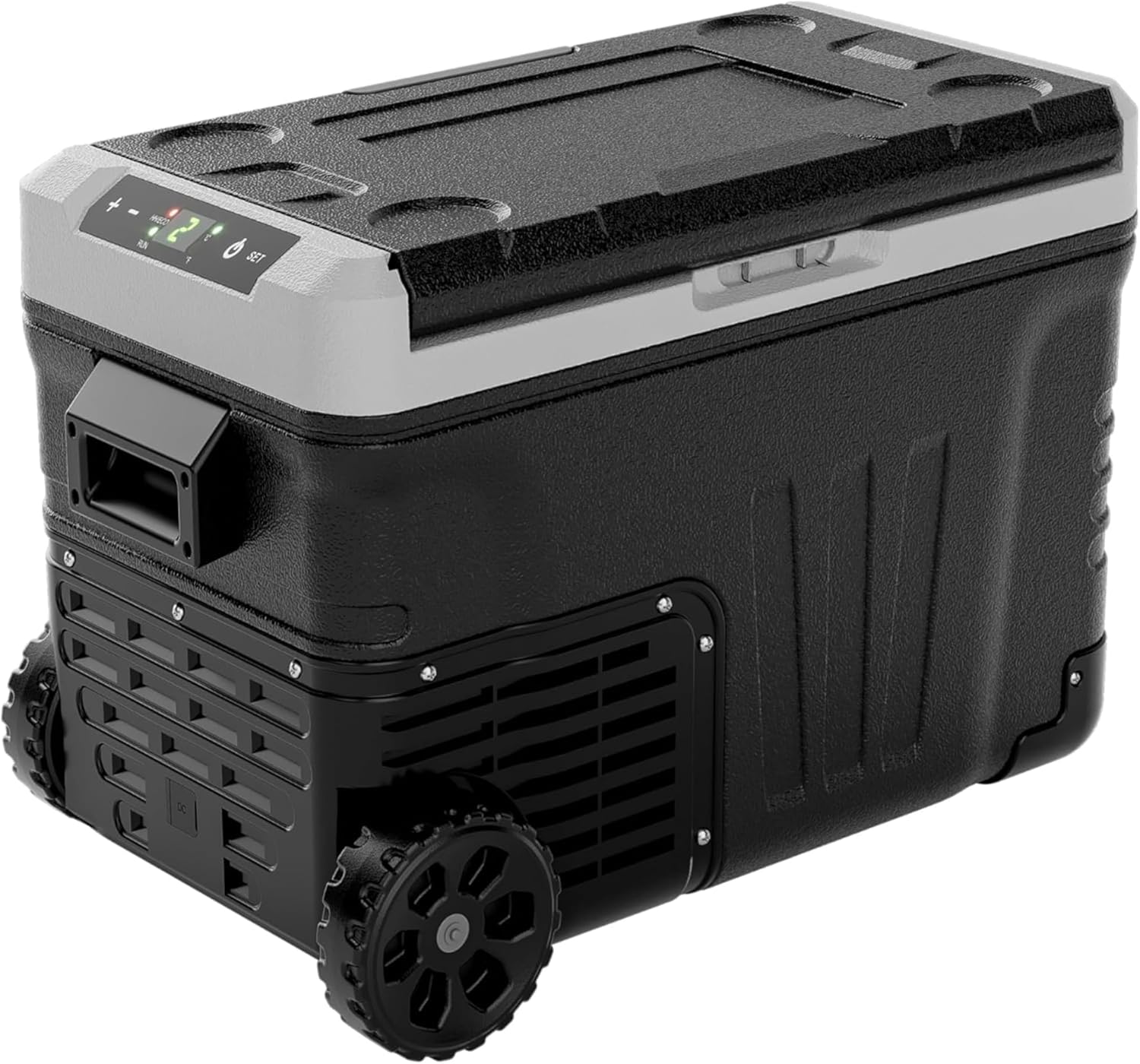 EUHOMY 12 Volt Refrigerator, 53QT(50L) Electric Cooler, Portable Freezer 12V/24V DC 110-240V AC, 12V Fridge -4℉~68℉, 12V Cooler with Wheels & 2 Baskets for Travel, Truck, Boat, Camping