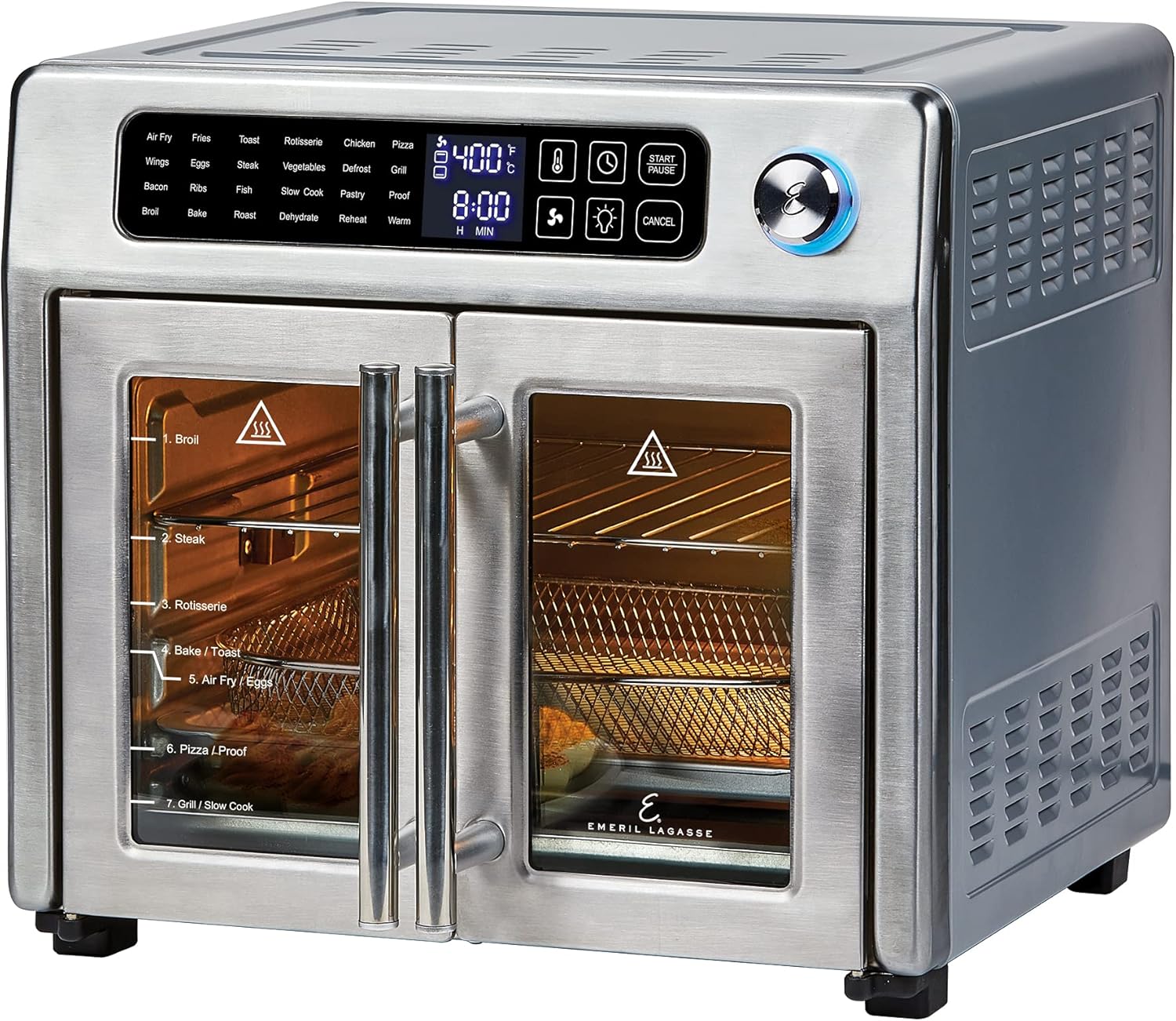 Emeril Lagasse 26 QT Extra Large Air Fryer  Convection Toaster Oven with French Doors  Stainless Steel