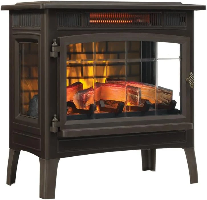 Freestanding Electric Fireplace Stove Heater with 3D Flame Effect for 1,000 Sq. Ft