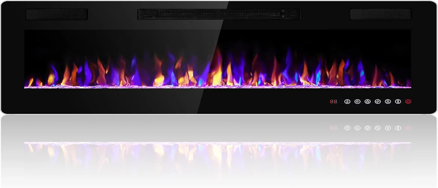 36 Inch Electric Fireplace Insert Ultra-Thin - Recessed & Wall-Mounted Fireplace Heater
