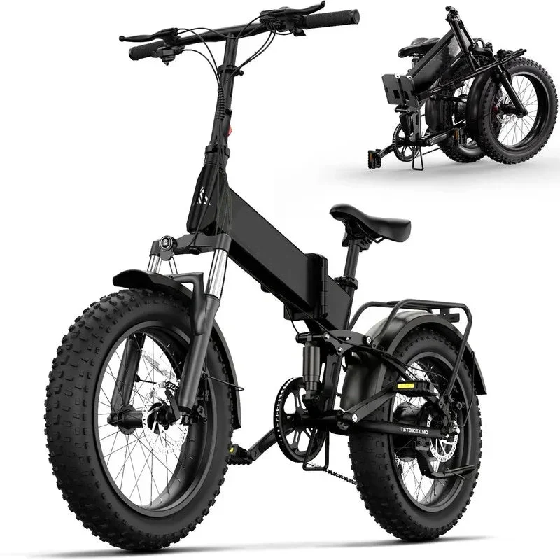 Electric Bike, 4.0 Fat Tire Foldable Ebike, 48V 13Ah Battery, 750W Electric Commuter Bicycle with LCD, 20
