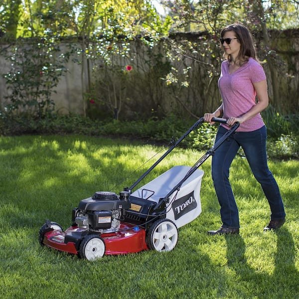 Self-propelled gas mower, 22-inch 170cc OHV engine high-wheel RWD 3-in-1 with height adjustment, oil included