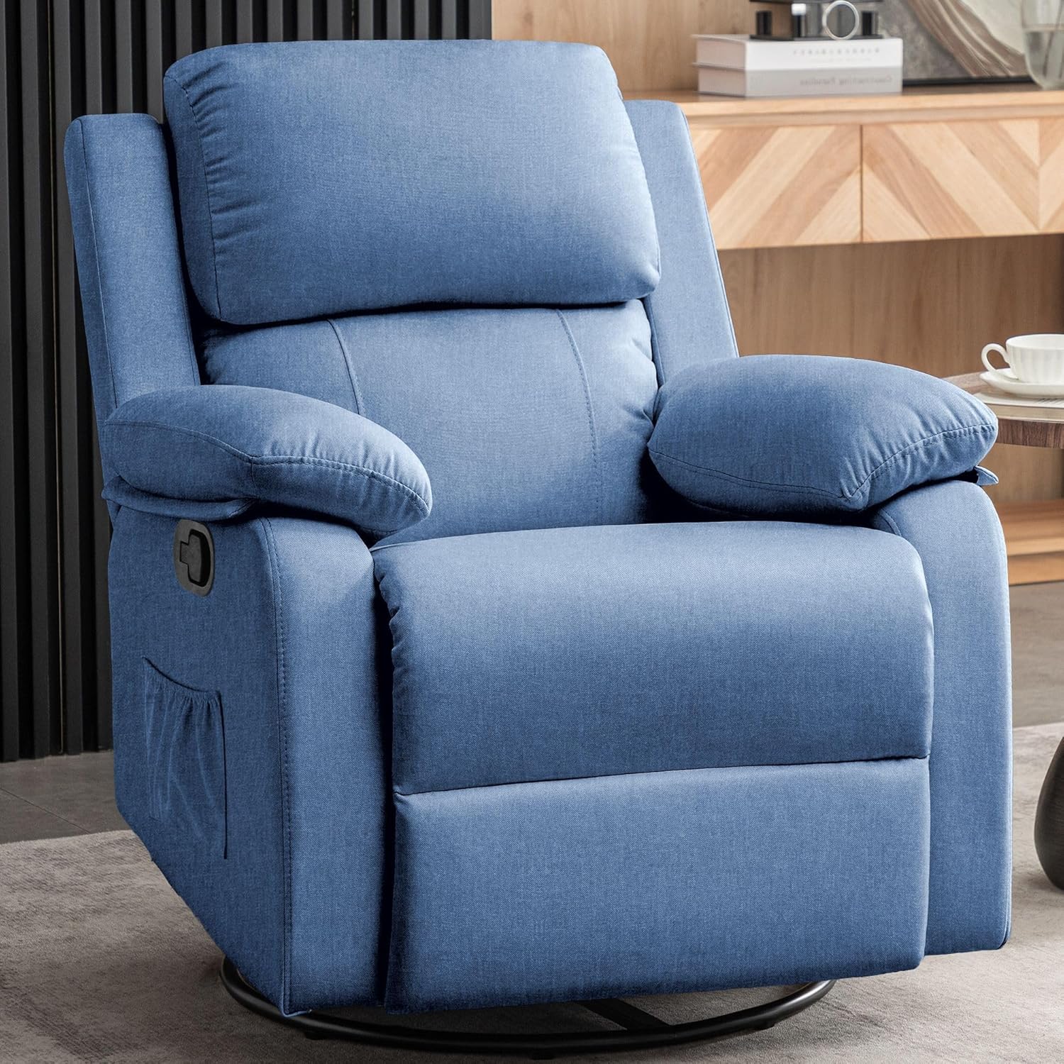 Reclining rocking chair 360 degree rotating fabric sliding reclining chair