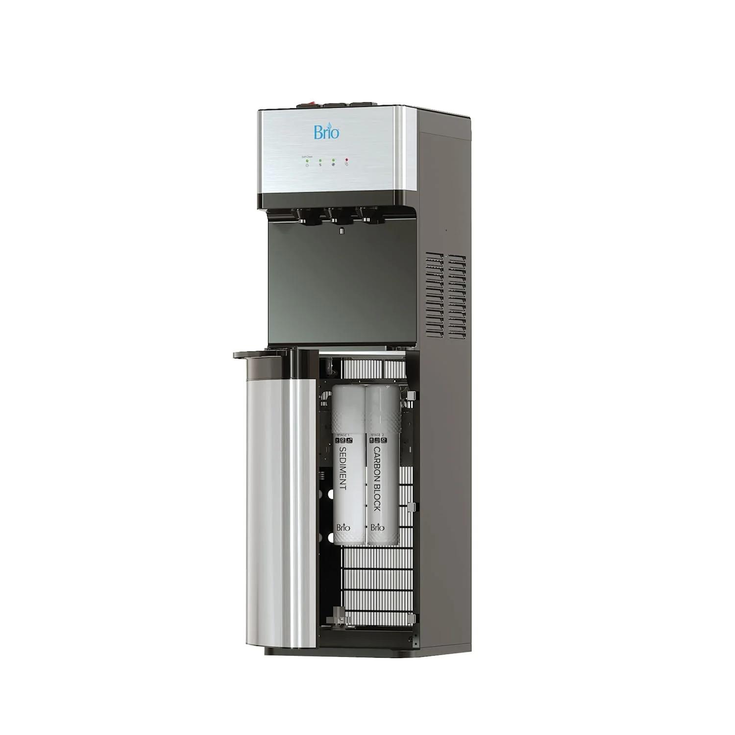 Brio Self-Cleaning Bottleless Water Dispenser, UL Listed, Stainless Steel Drinking Water Filter