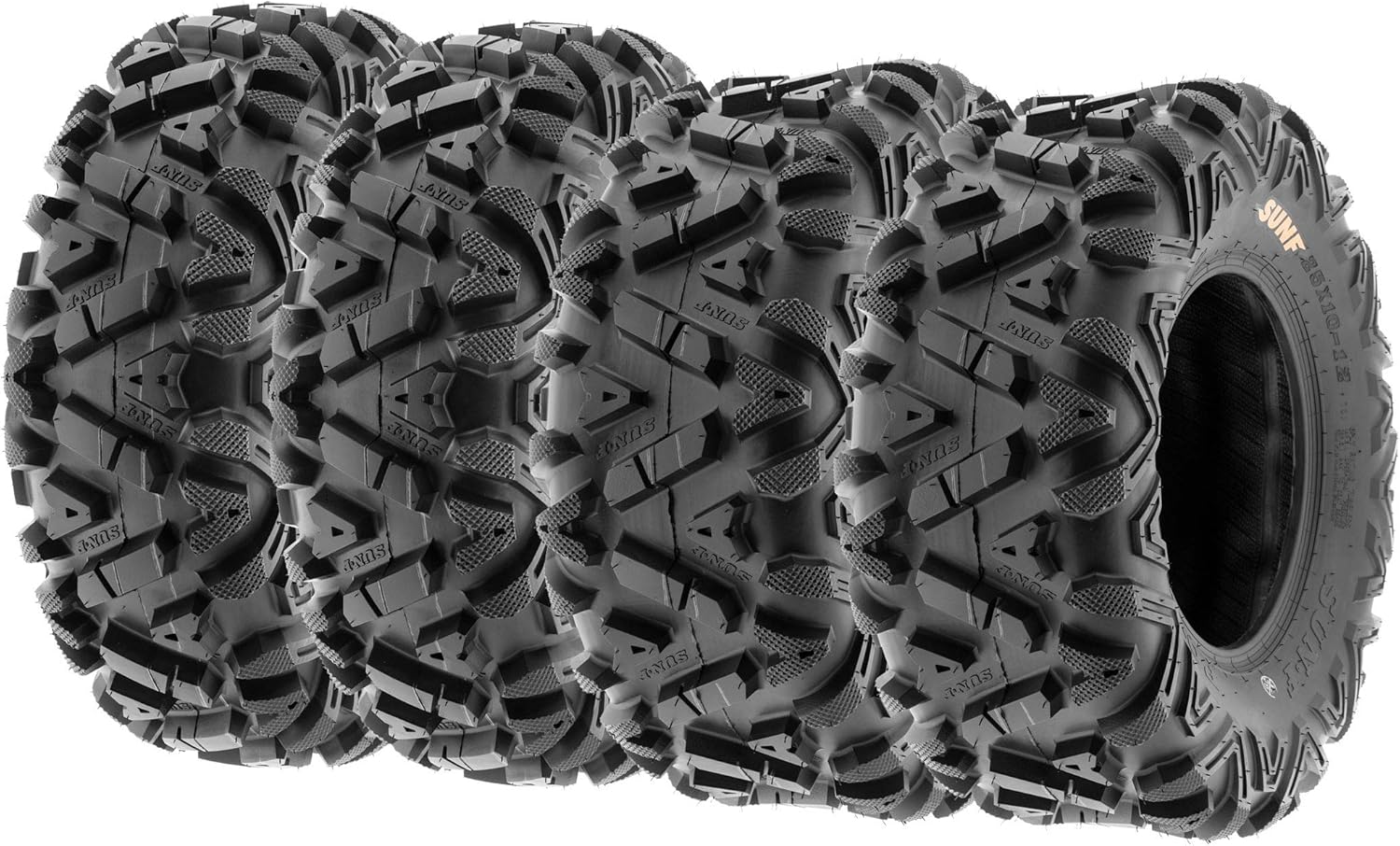 Set of 4 ATV UTV all-terrain Tires 25x8-12 Front & 25x10-12 Rear, 6 PR, Tubeless A033