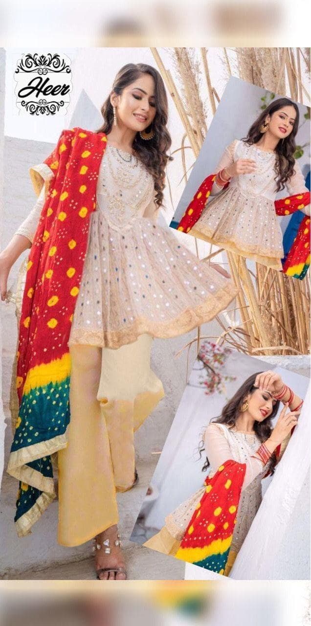 Dholki Embroidered Organza Suit