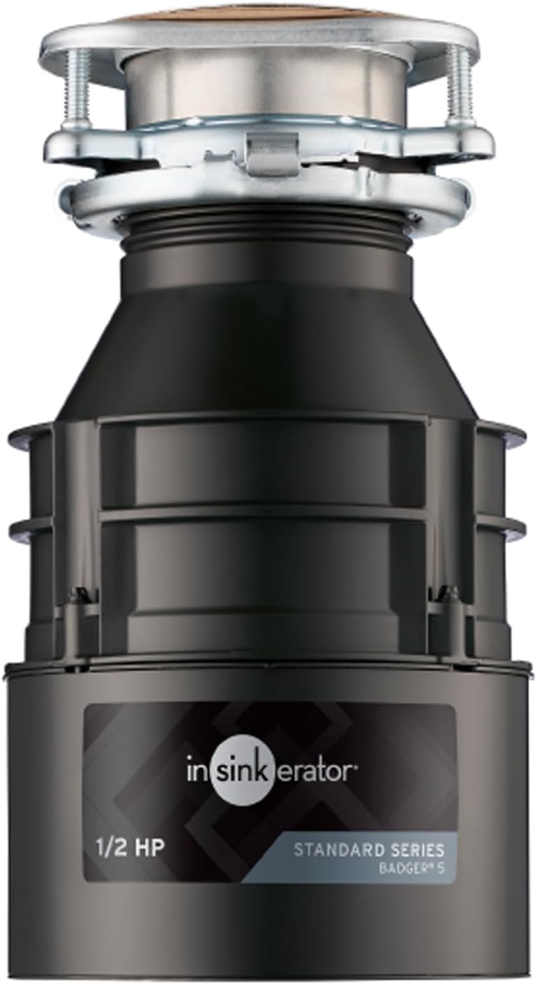 InSinkErator Badger 5 Garbage Disposal, 1/2 HP Continuous Feed, Compact Design, Quick Lock Installation