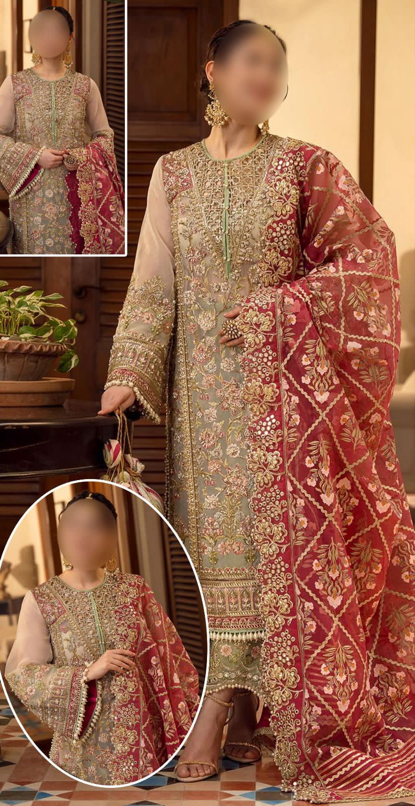 Crimson Organza Suit