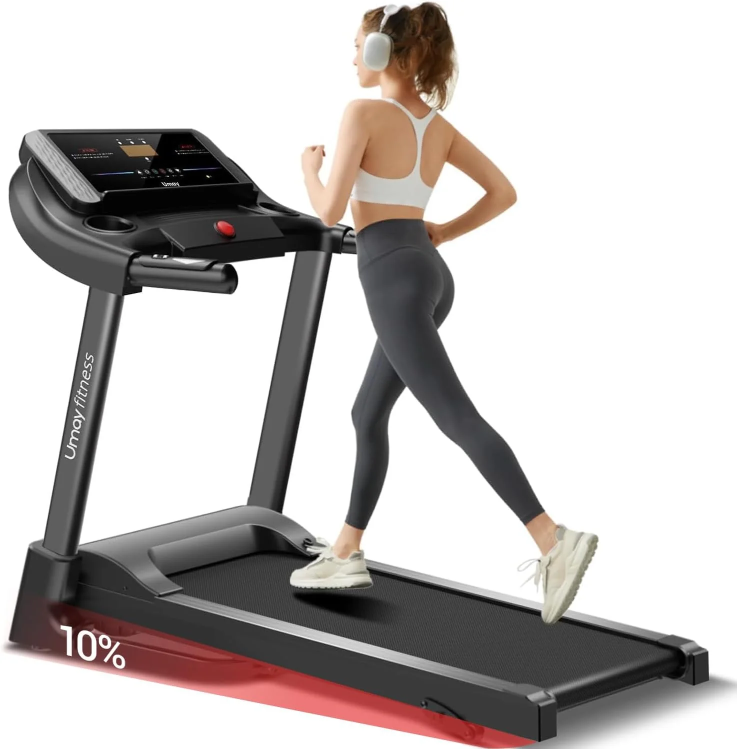 UMAY household folding tilt treadmill with heart rate sensor Low noise