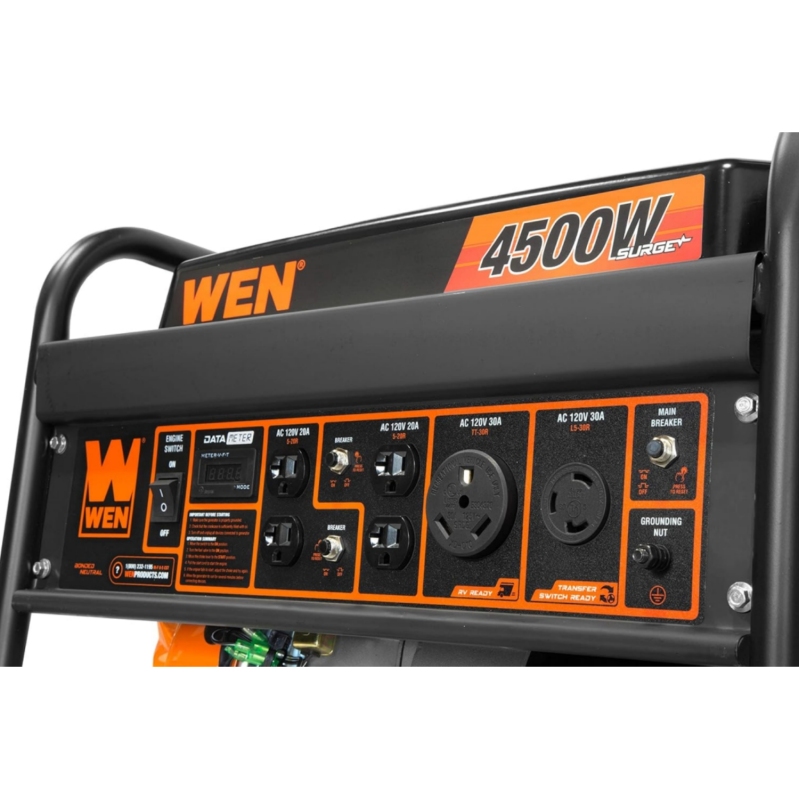 WEN GN4500 4500-Watt 212cc Transfer Switch and RV-Ready Portable Generator, CARB Compliant, Orange/Black