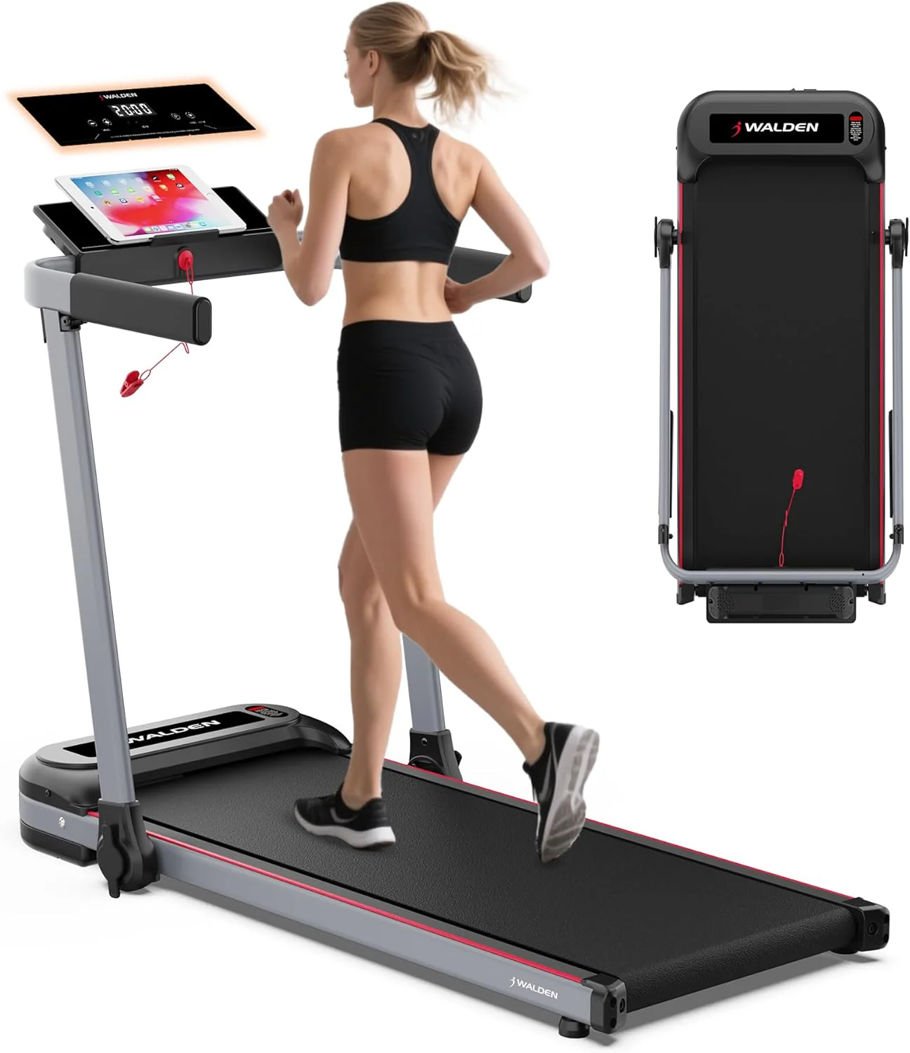 Walden Sports Folding Electric Treadmill with Handle Portable Running Machine LCD Screen