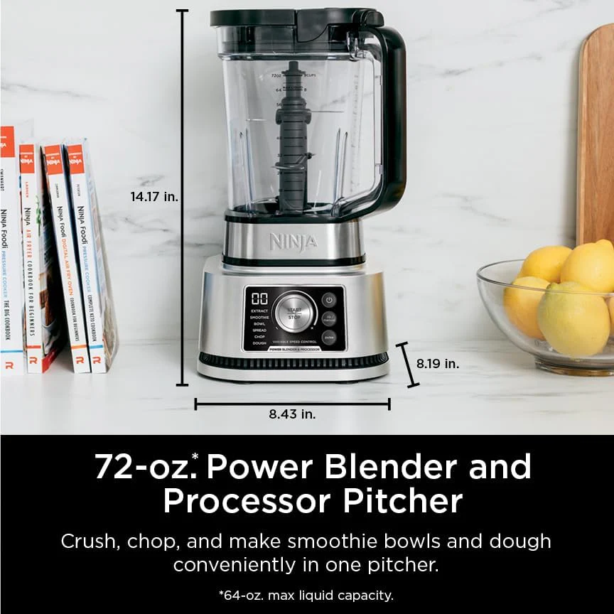 Ninja Mixer and Food Processor Combination Bowl 6 Features, 72 Ounce Pitcher