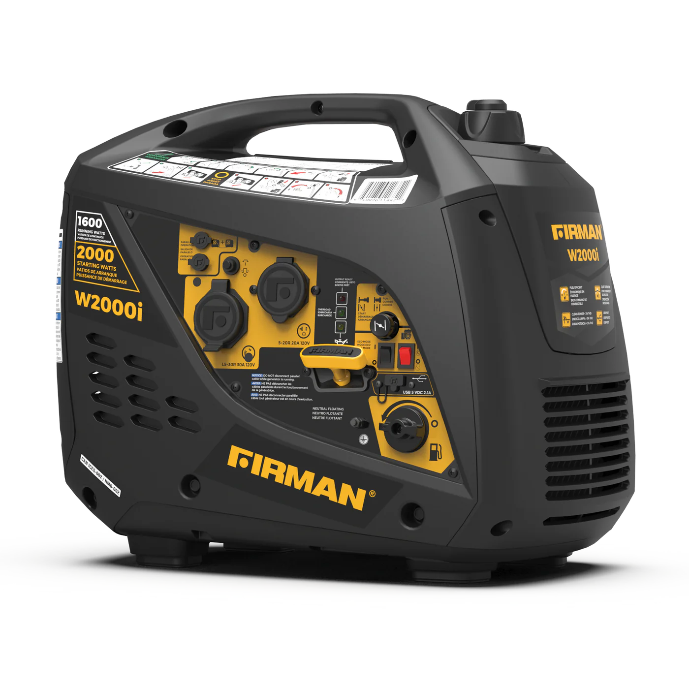 FIRMAN W01682 1600/2000 Watt Peak Gasoline Powered Inverter Generator