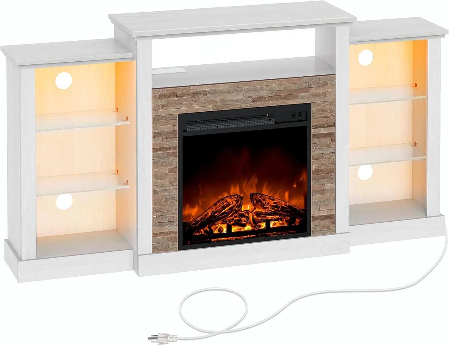 Rolanstar Fireplace TV Stand with LED Lights and Power Outlets
