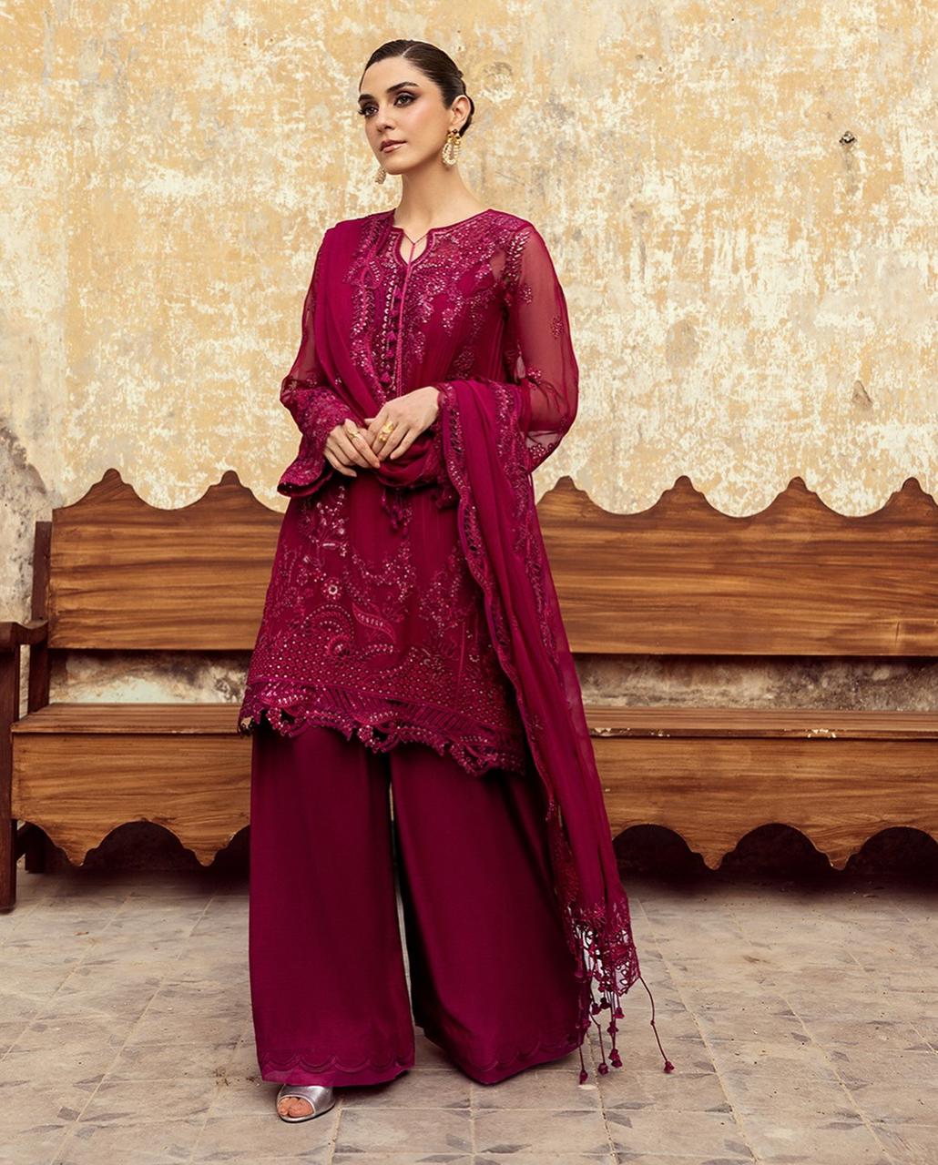 Qalamkar Chiffon Suit