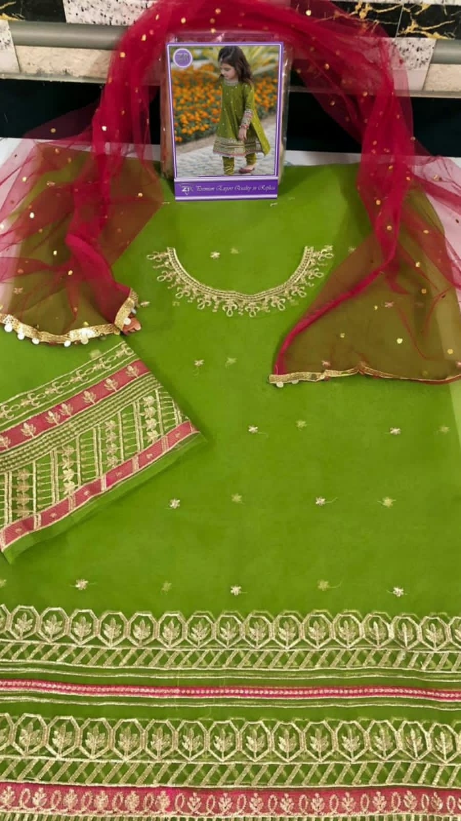 Embroidered Organza Suit