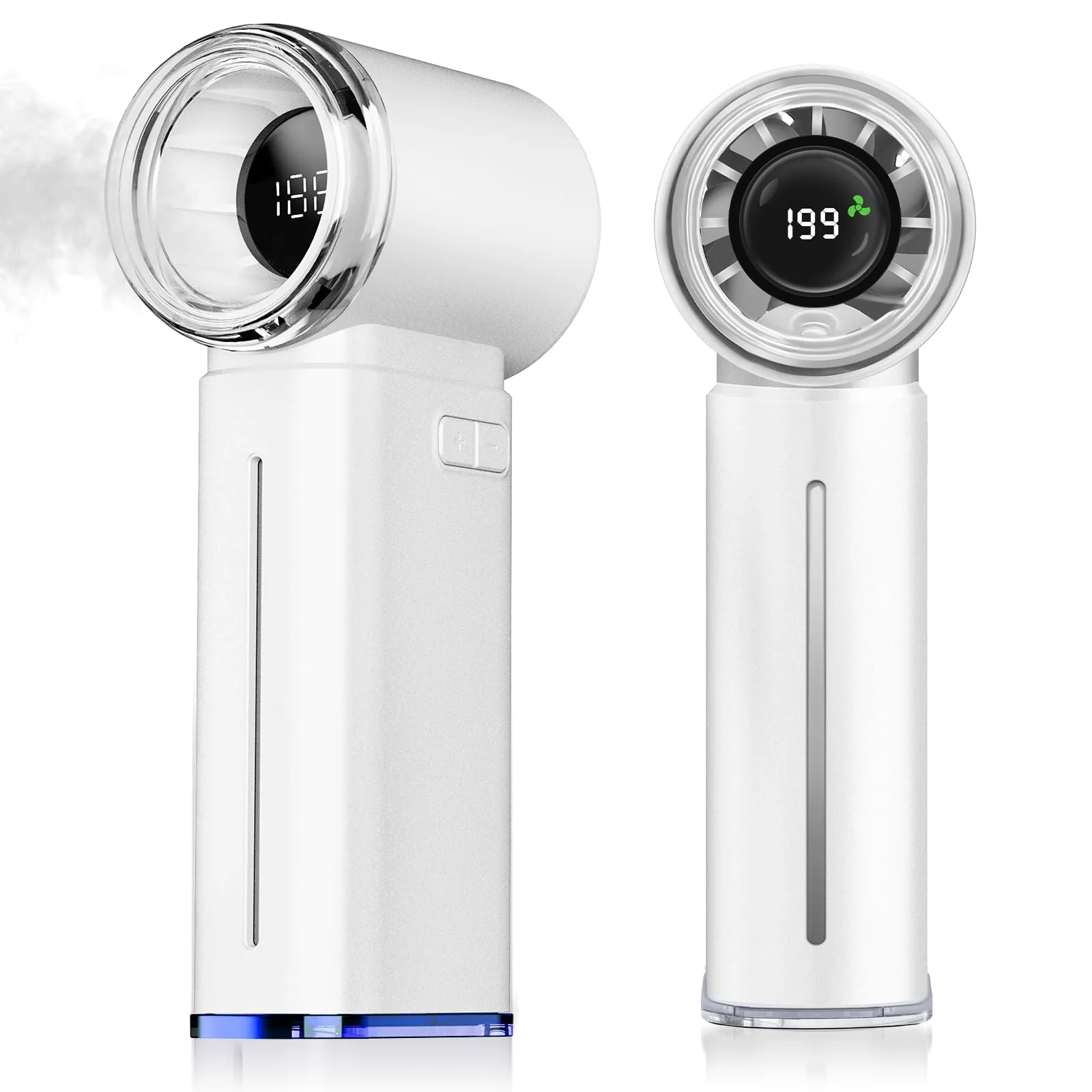Handheld Misting Fan w/199 Speeds, 5000mAh Power Bank, Digital Display