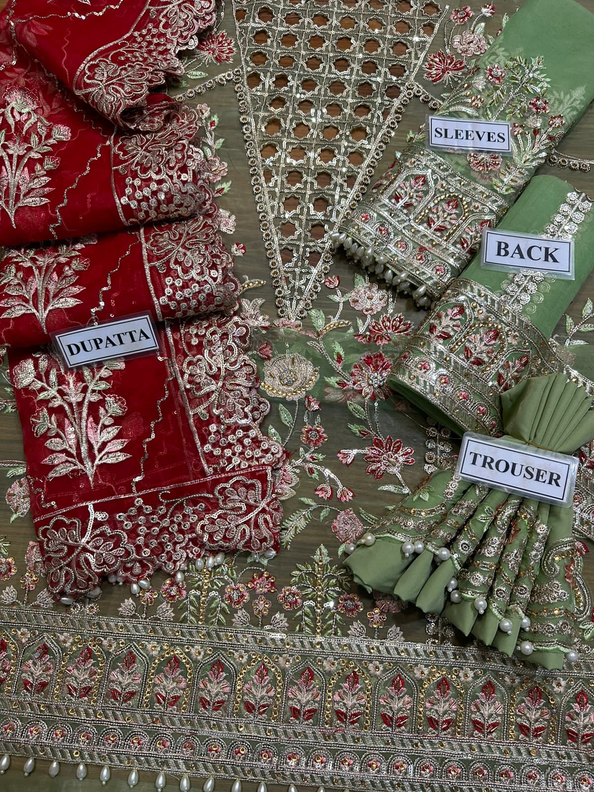 Crimson Organza Suit