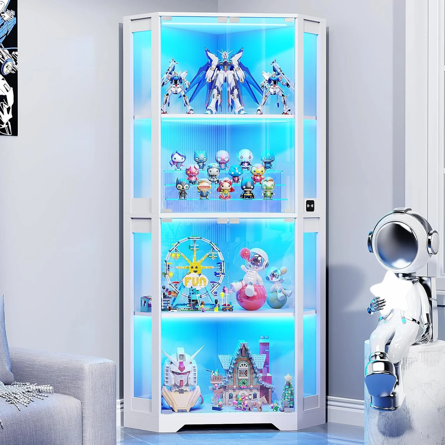 Corner Display Cabinet with Glass Doors, 65