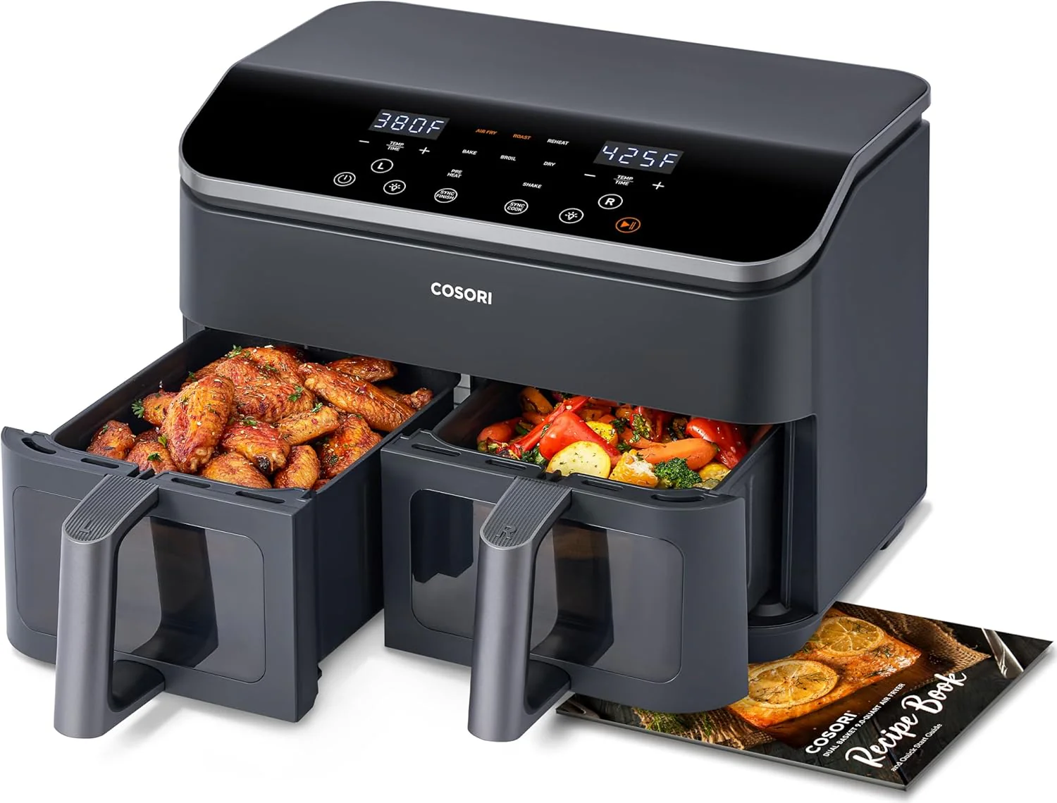 COSORI Dual Air Fryer 9Qt 10-in-1, Fresh Balanced Meals for Family