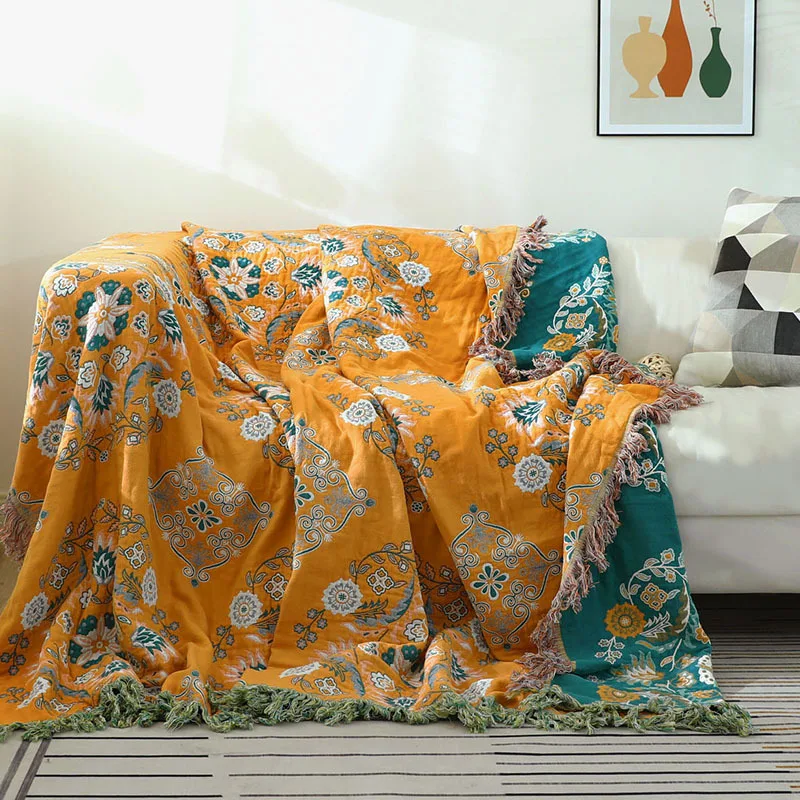 Solanya | Plaid Élégant – Tissage Jacquard Boho et Confort Polyvalent