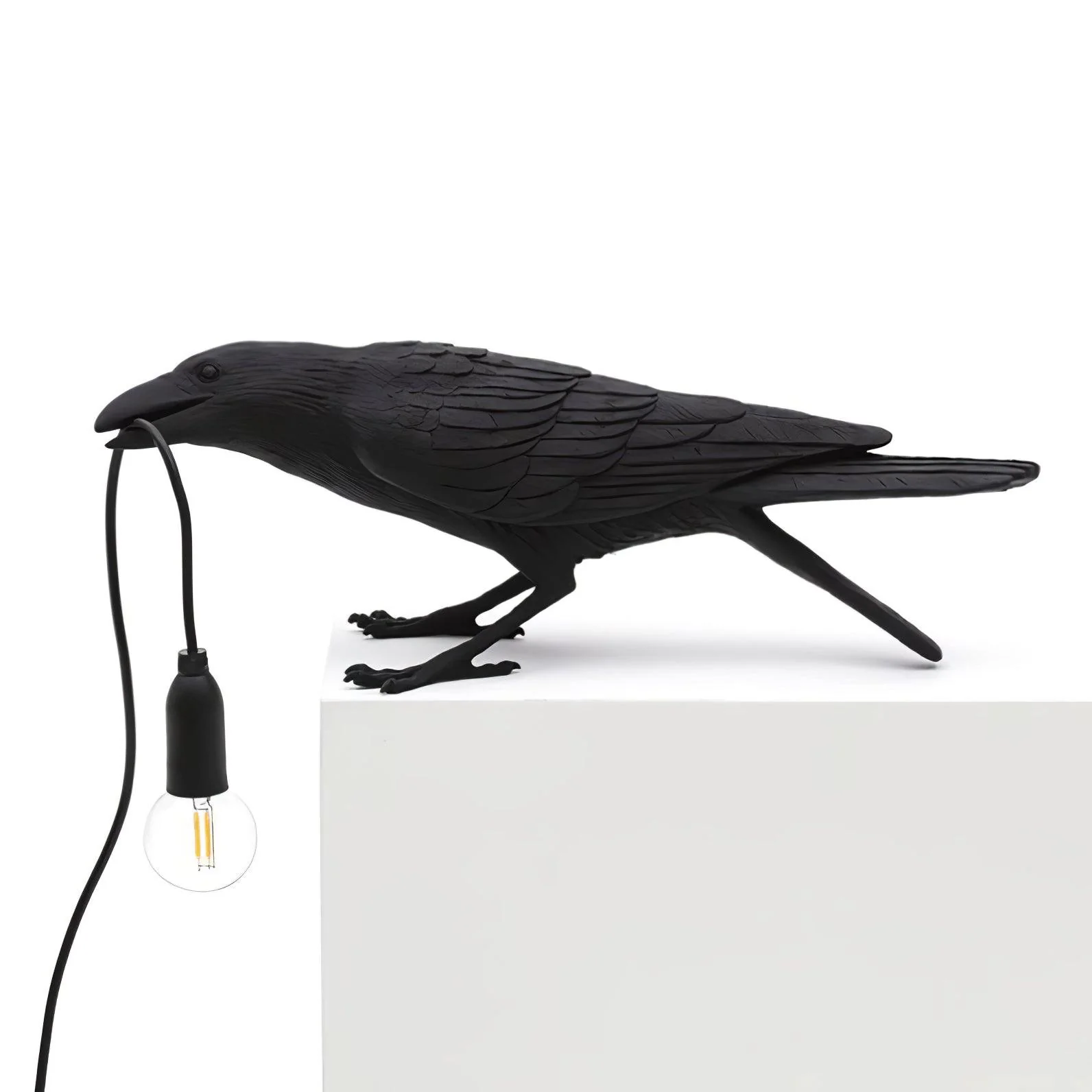 Corvélis | Lampe de Table – Corbeau sculpté résine style moderne