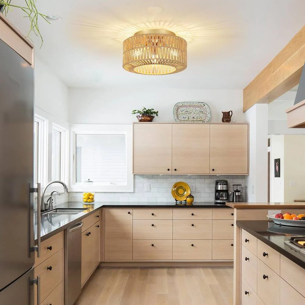 Aurivine | Lustre en Rotin – Élégance Bohème et Éclairage Doux