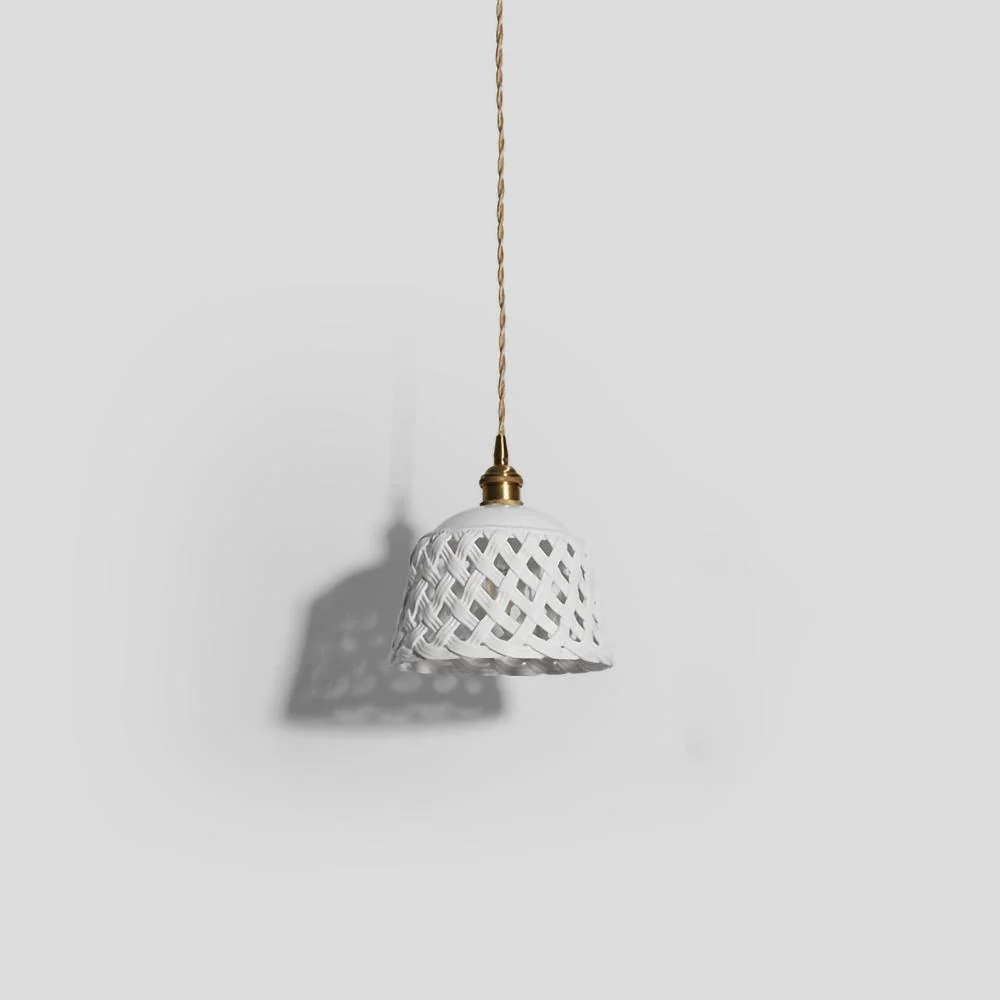Céravelle | Lampe Suspendue – Céramique artisanale émail blanc mat