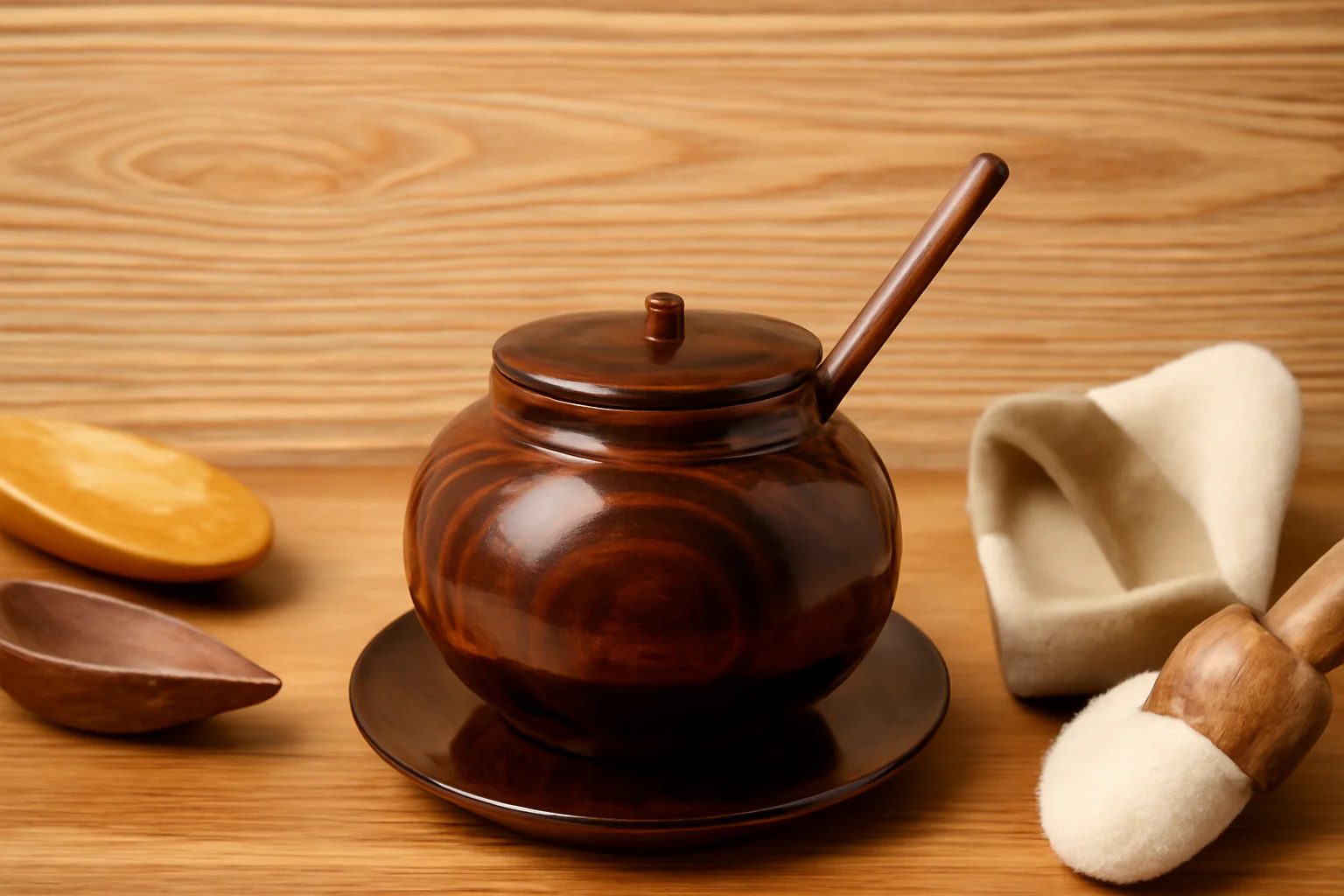 Handmade Wooden Sugar Pot with Spoon and Lid - Rustic Sugar Jar, Natural Spice Container, Eco-Friendly Kitchen Storage, Perfect for Honey & Jam