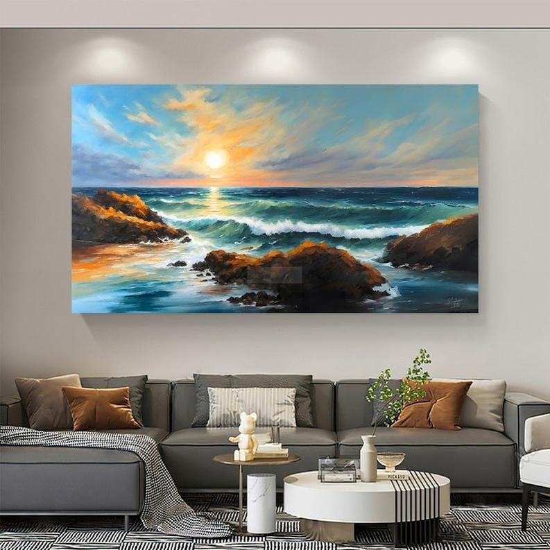 Seascape | Sunset | Handmade Painting | Home Decor | Wall Decor