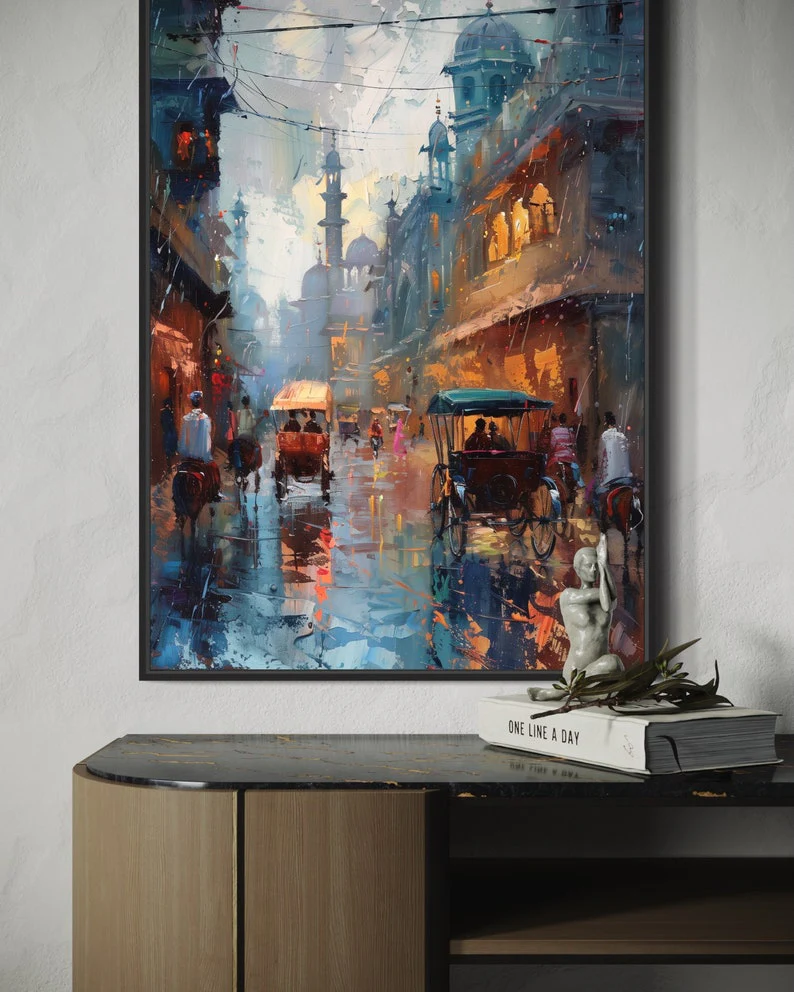 Lahore Old City, Pakistan Wall Art, Pakistan Art Print Frame, Travel Gift, Lahore Painting Print, Asia, Lahore Cityscape