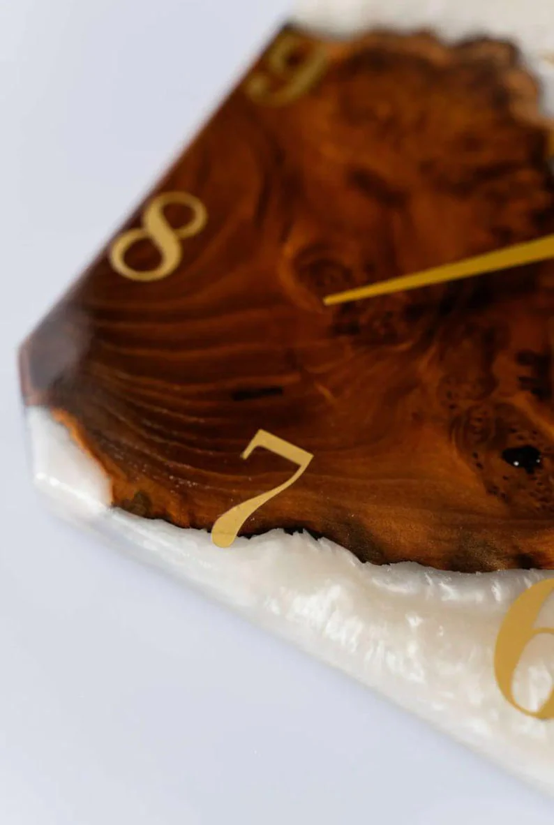 Natural Rosewood Resin Wall Clock Design