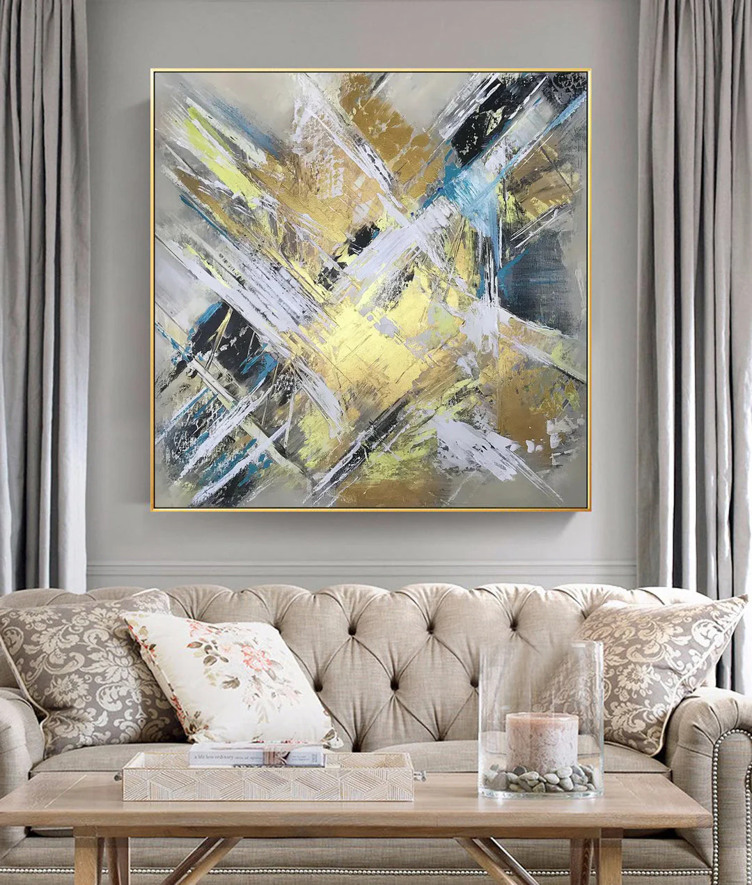Gold Abstract Painting Large Yellow Abstract Painting