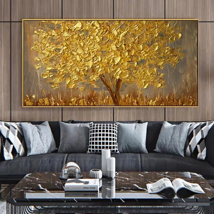 Luxurious Gold Tree Painting | Textured Abstract Art | Handmade Painting | Home Decor
