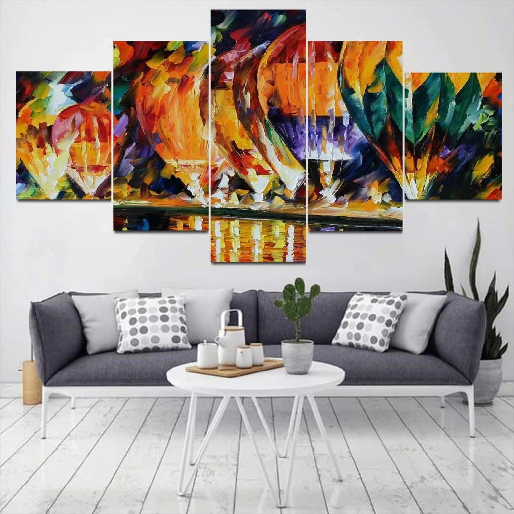 5-Panel Modern Abstract Canvas Wall Art �C Contemporary Geometric Design �C Ready-to-Hang Multi-Piece Wall Decor Set