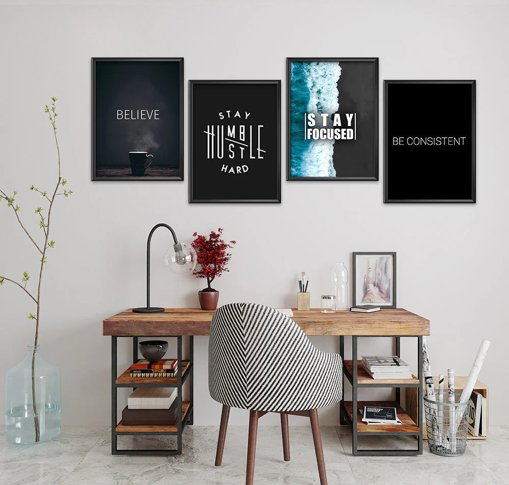 Motivation Messages (4 Panel) Office Wall Art