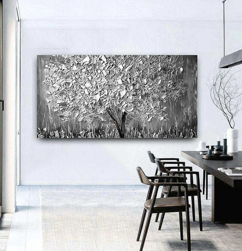 Silver Tree Painting | Textured Art | Handmade Painting | Home Decor