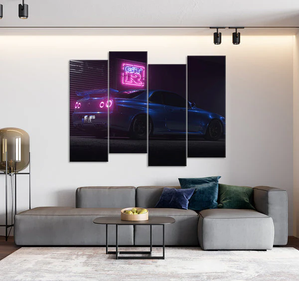 Nissan GT-R Night (4 Panel) | Car Wall Art