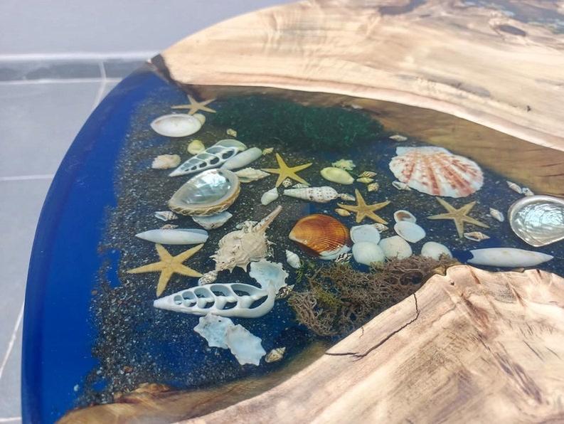 Custom Rosewood Live Edge River Blue Resin Epoxy Table - Handcrafted Luxury Furniture