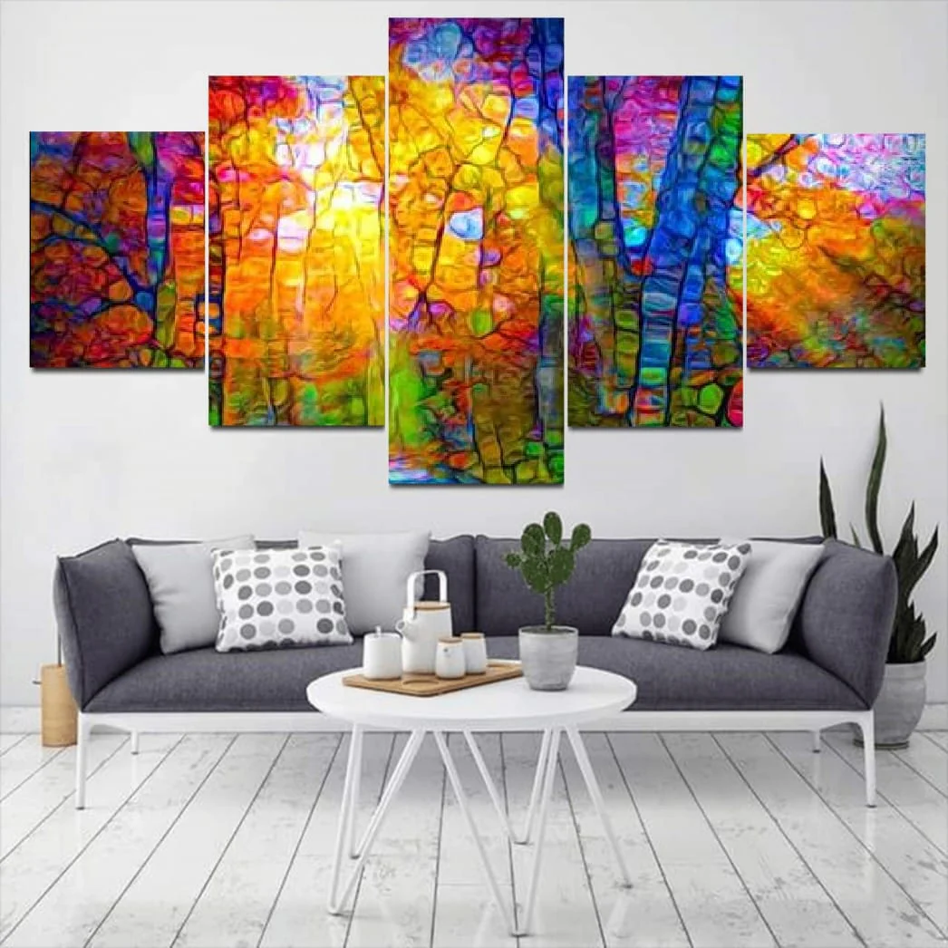 5-Panel Modern Abstract Canvas Wall Art �C Contemporary Geometric Design �C Ready-to-Hang Multi-Piece Wall Decor Set