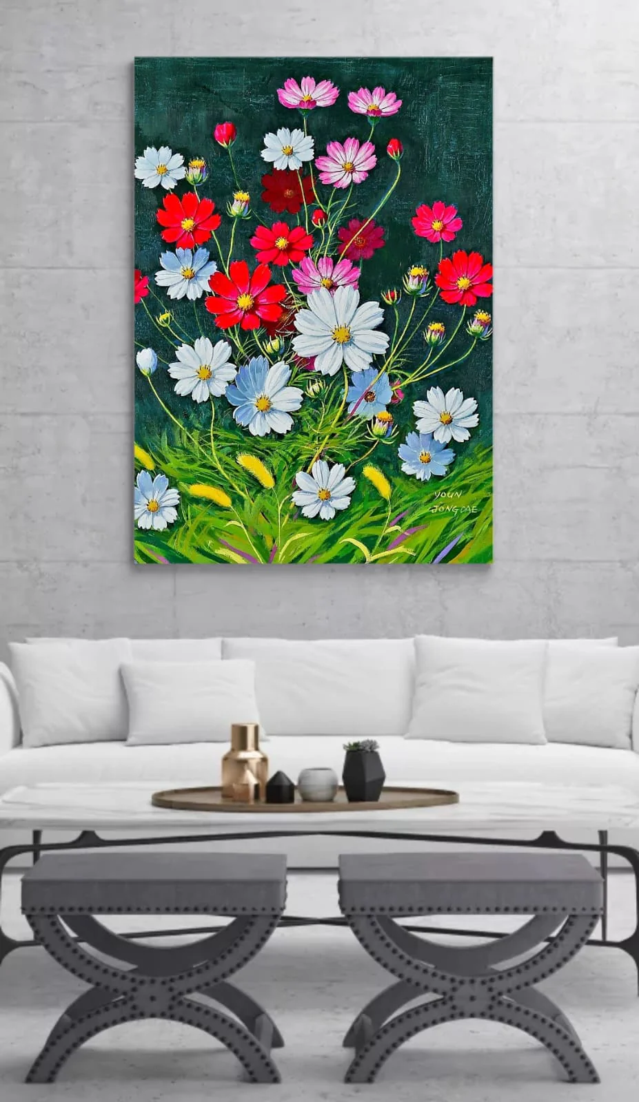 Modern Abstract Digital Print Canvas Wall Art �C Navy Blue & Gold Geometric Design �C Ready-to-Hang Home & Office Decor