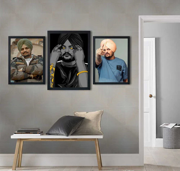 Sidhu Moose Wala Lovers (3 Panel) Figure Wall Art