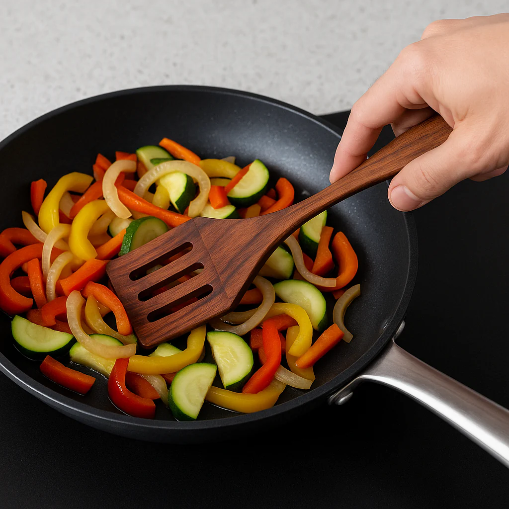 Handcrafted Non-Polished Rosewood Slotted Spatula �?Chemical Free, Eco-Friendly Turner for Frying, Flipping & Safe Cooking