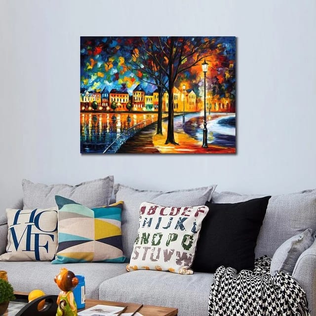 Modern Abstract Canvas Wall Art �C Black & Gold Digital Print �C Ready-to-Hang Contemporary Home Decor