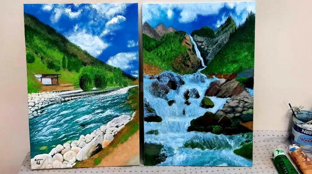 2Pc SWAT Nature Painting on Canvas | Handmade Oil Painting