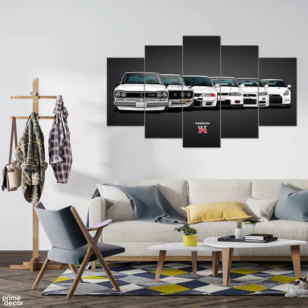 Nissan GTR Generations (5 Panel) Cars Wall Art