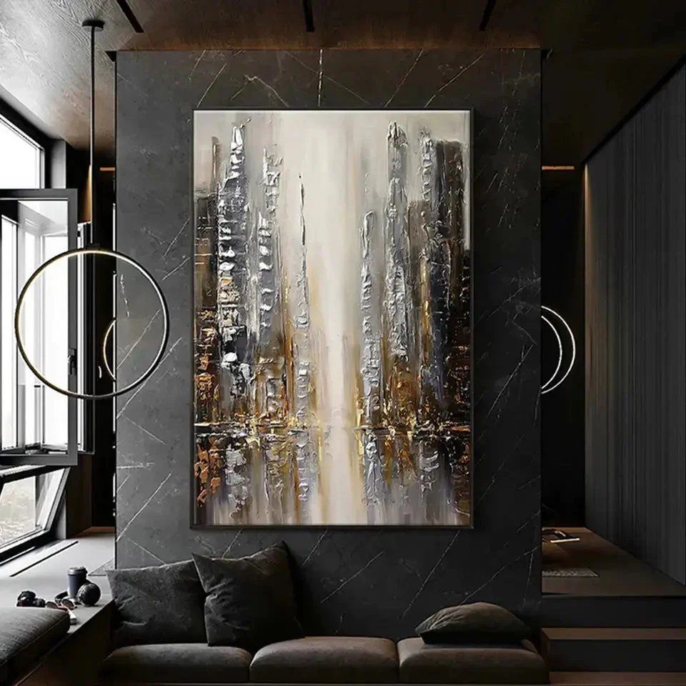 CITYSCAPE | Oil on Canvas | 3d Textured | Modern Abstract City Painting