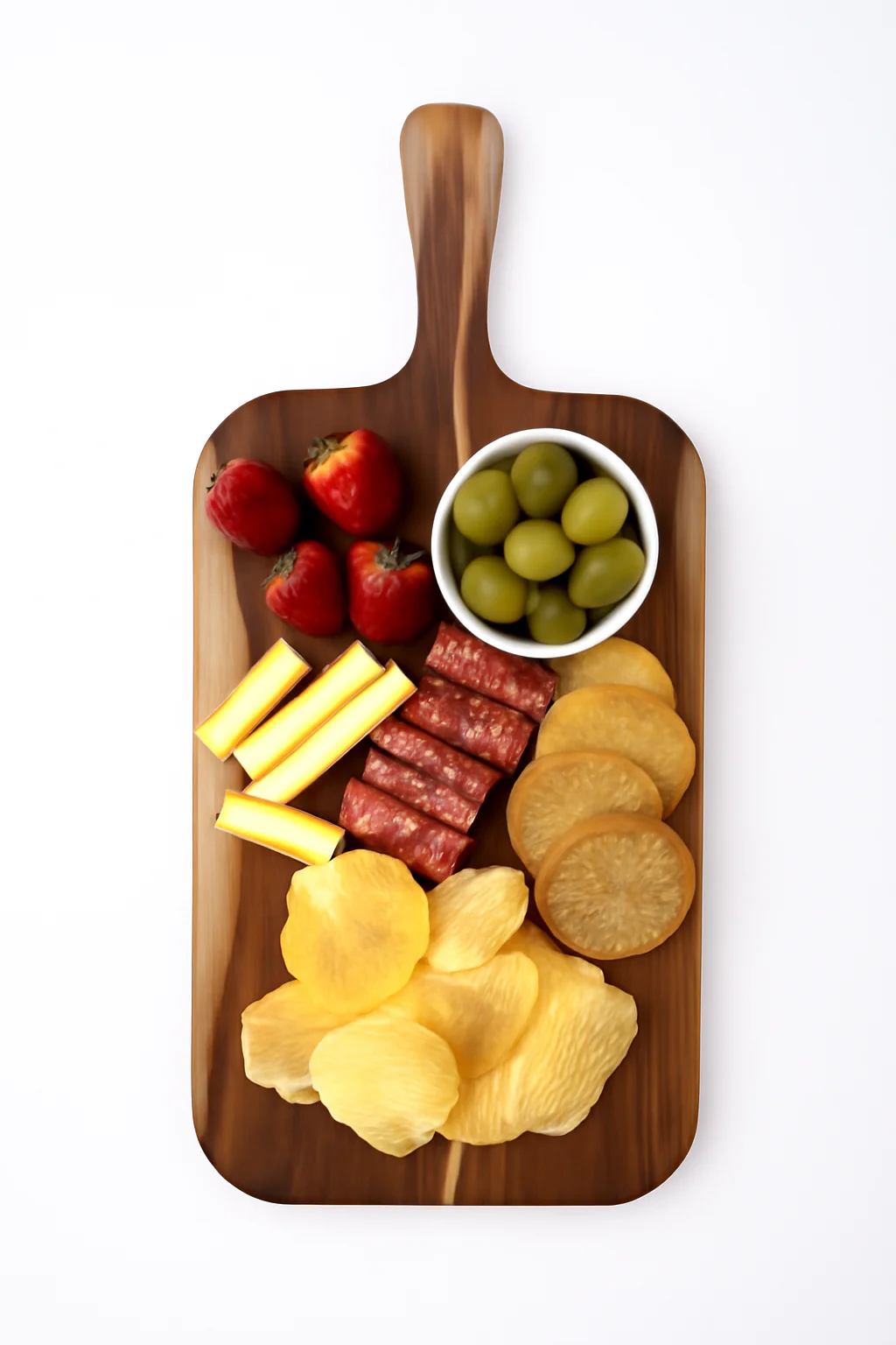 Handmade Wooden Cheese Board with Handle �C Rustic Charcuterie Tray for Bread, Crackers, Meats & Fruits �C Natural Paddle Style Serving Platter